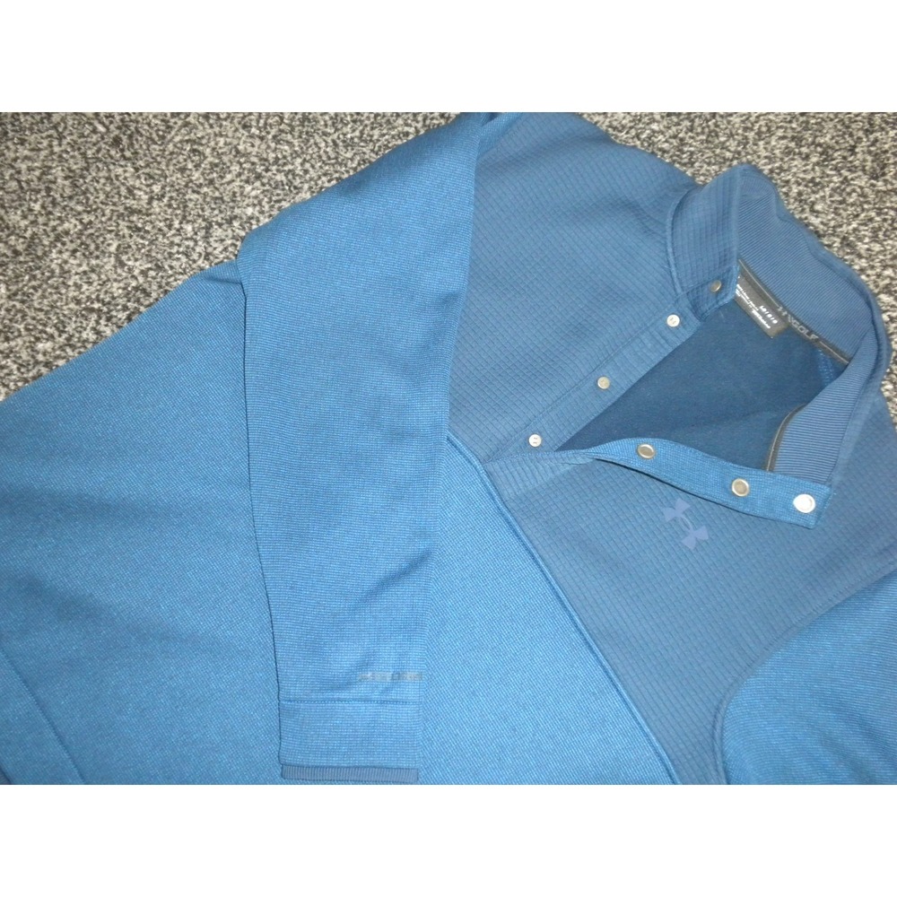 Under Armour Storm Sweater Mens L Blue Fleece Golf‎ 1/2 Snap Coldgear 1356660